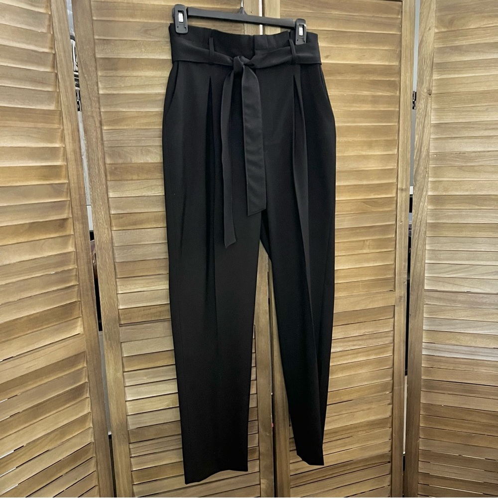 Tahari ASL Black Paper Bag Tie Waste Pant Size 6